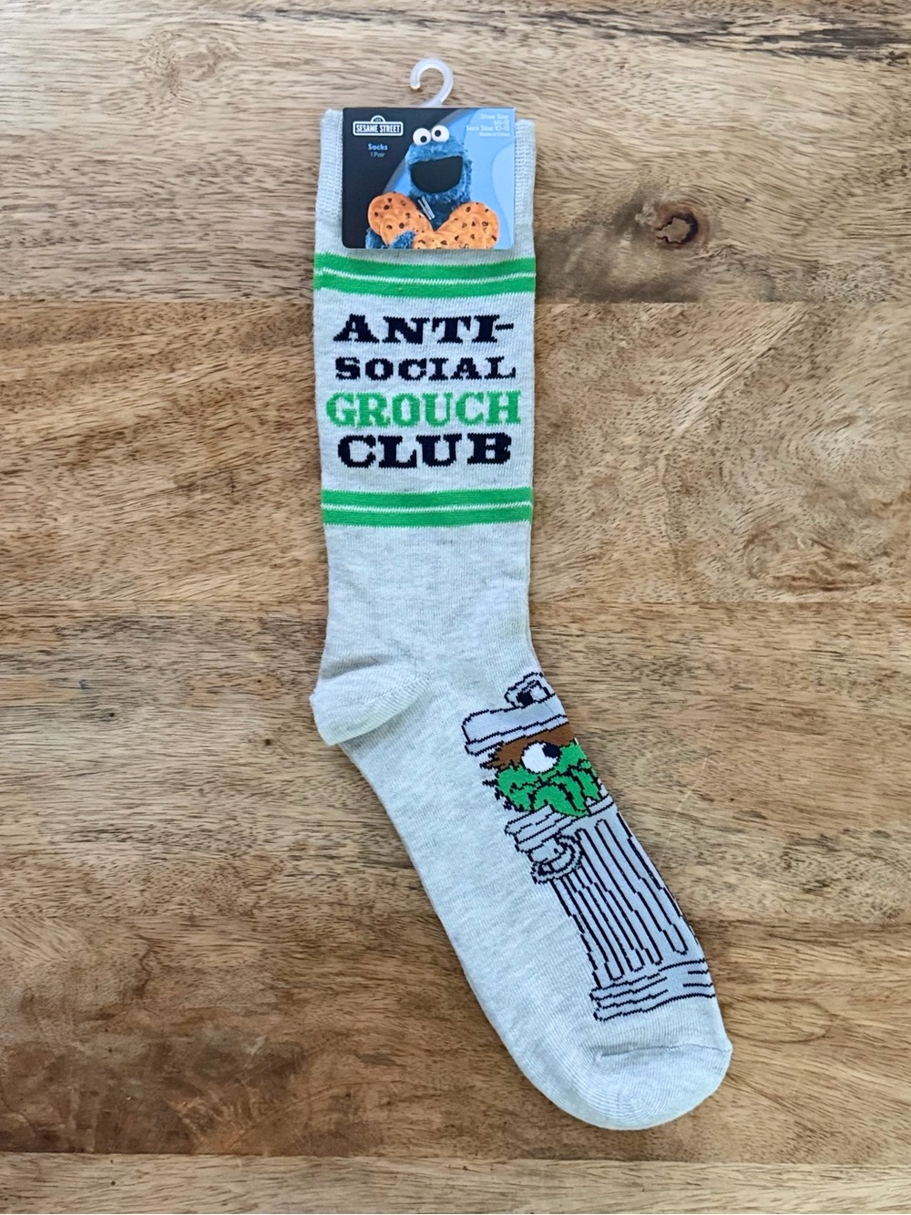 5/$20 NEW Adult Oscar the Grouch Anti-Social Grouch Club Socks